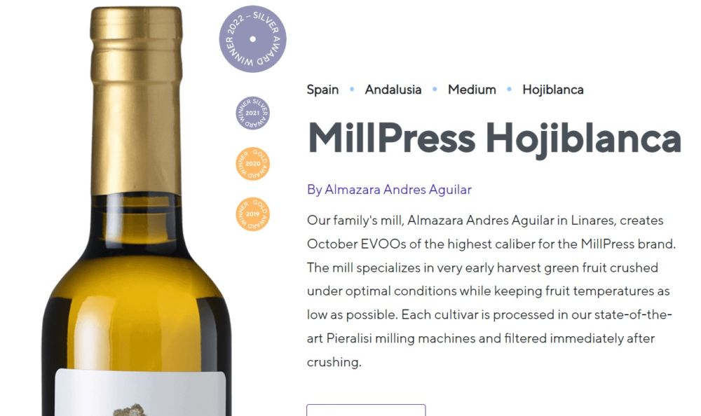 MillPress Hojiblanca evoo adwards premios aceite de oliva virgen extra